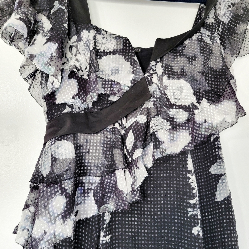 NEW Chelsea & Walker Cara Black & White Silk Jacquard Midi Dress Size 2 - Picture 7 of 16